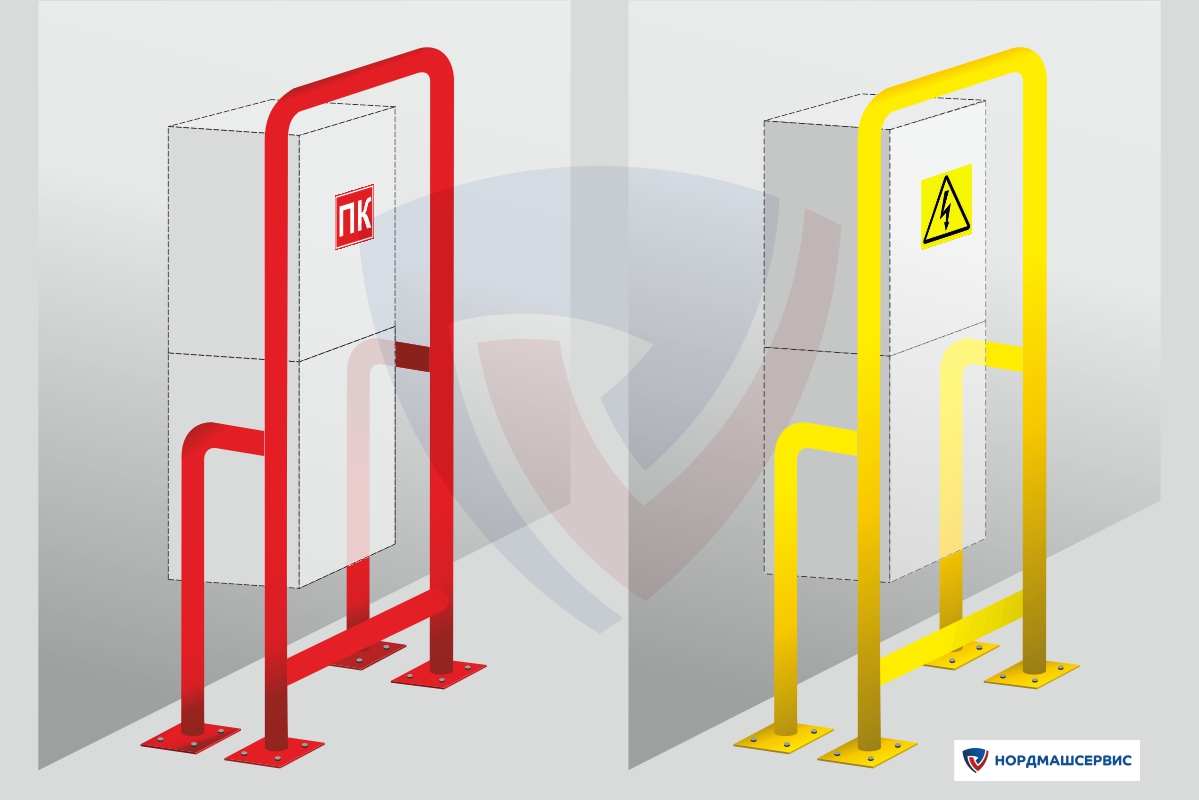 Ограждение из трубы для пожарного шкафа и электрических зарядных станций