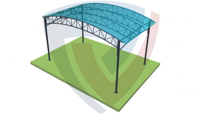 Макет автомобильного навеса с арочной крышей. Тип 3 НордМашСервис