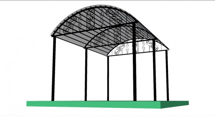 Навес для автомобиля арочного типа с элементами ковки от ОО "НордМашСервис", Череповец